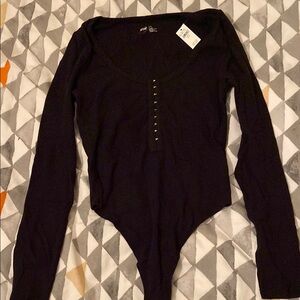 NWT Aerie Long Sleeve Henley Bodysuit